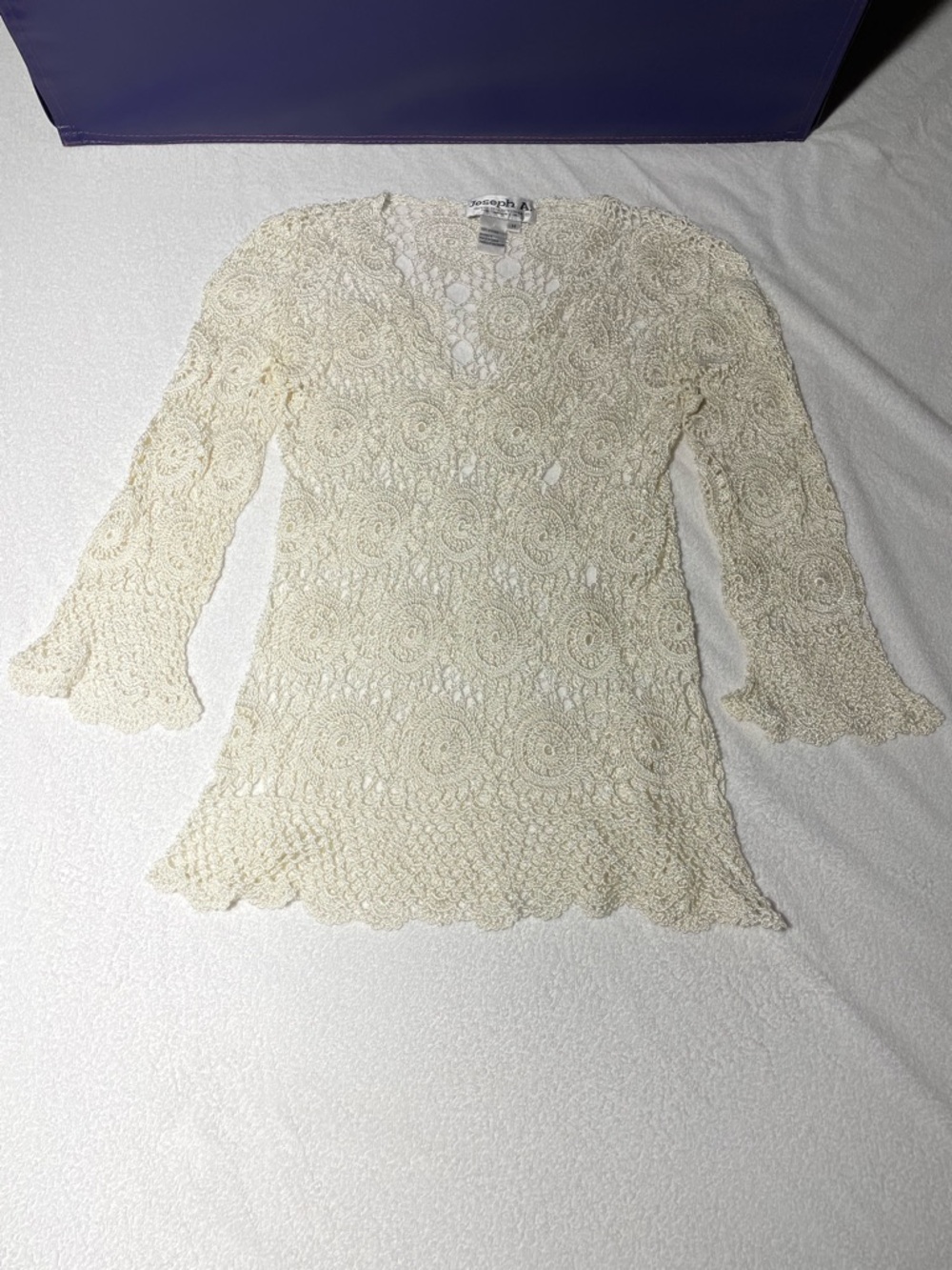 Joseph Cream Crochet Lace V-Neck Blouse